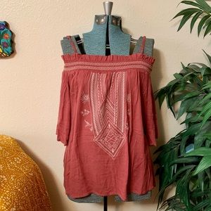 Size M Charlotte Russe off the shoulder embroidered top